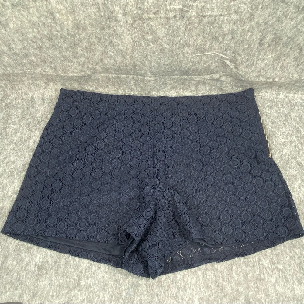 Lorena Rose Womens Navy Blue Crocheted Mandala Boho Mid Rise Shorts SZ‎ 16